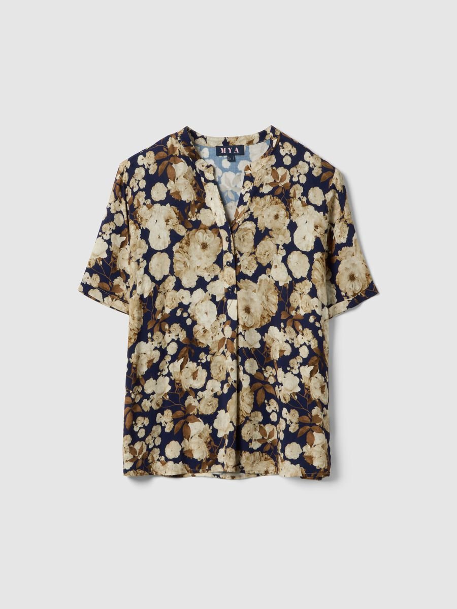 Multicolour pure viscose floral design regular fit shirt_4