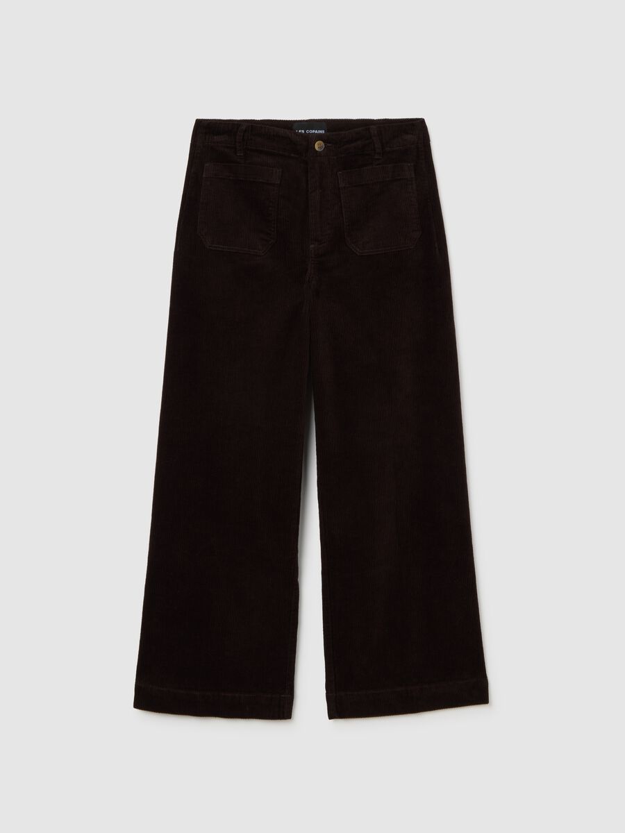Brown trousers in stretch velvet cotton regular fit_4