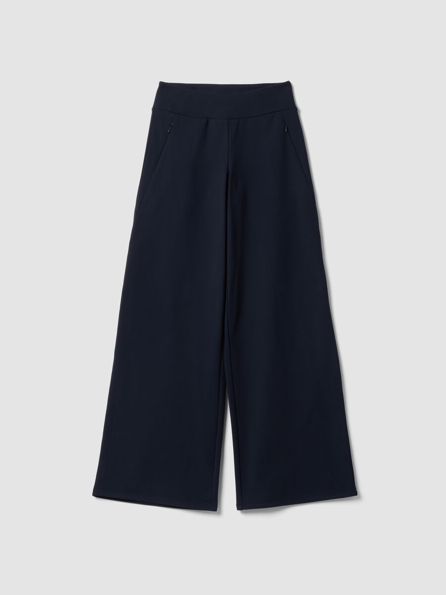 Pantaloni blu in tessuto elasticizzato wide leg ALTAVIA STUDIO_5