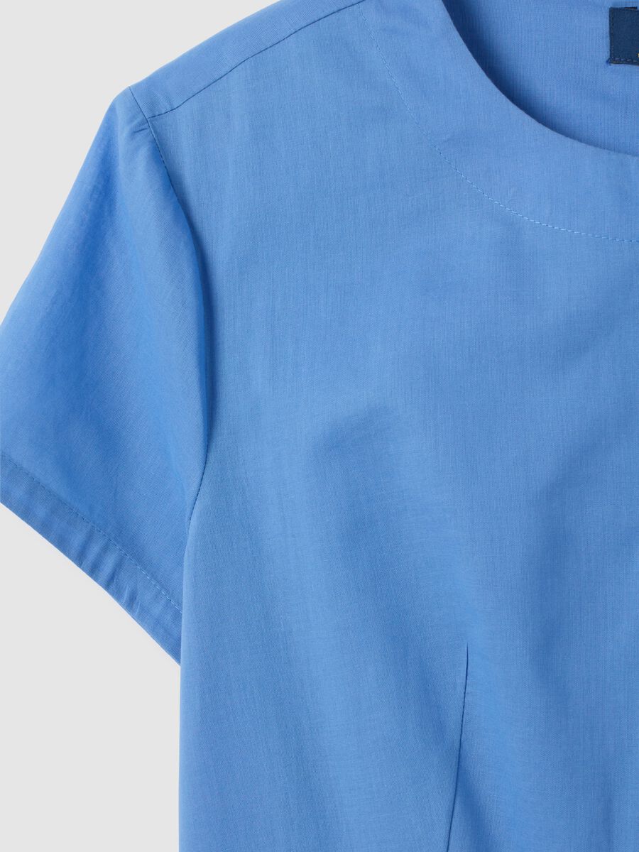 Women's blue pure cotton shirt dress regular fit_5