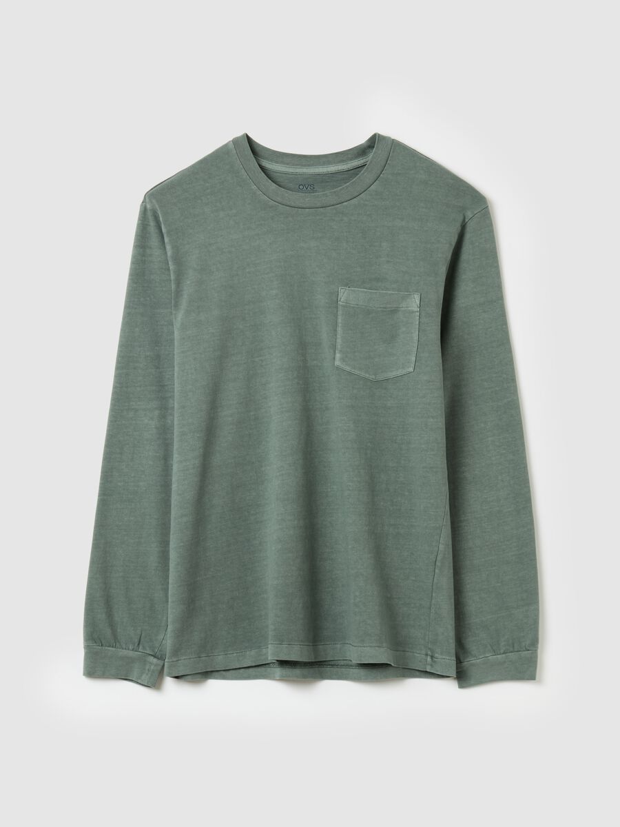 Cotton T-shirt with pocket and long sleeves_4