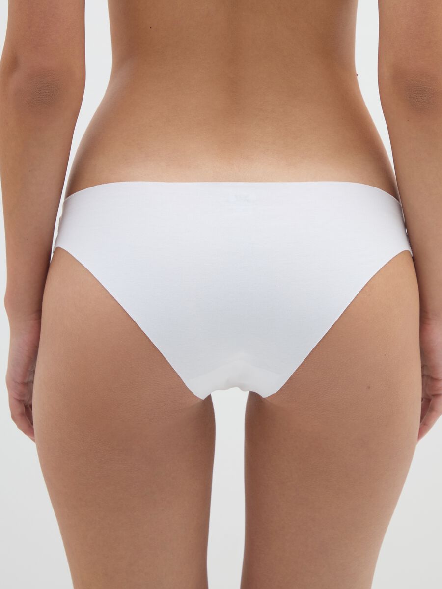 Slip in cotone elasticizzato bianco a vita bassa_2