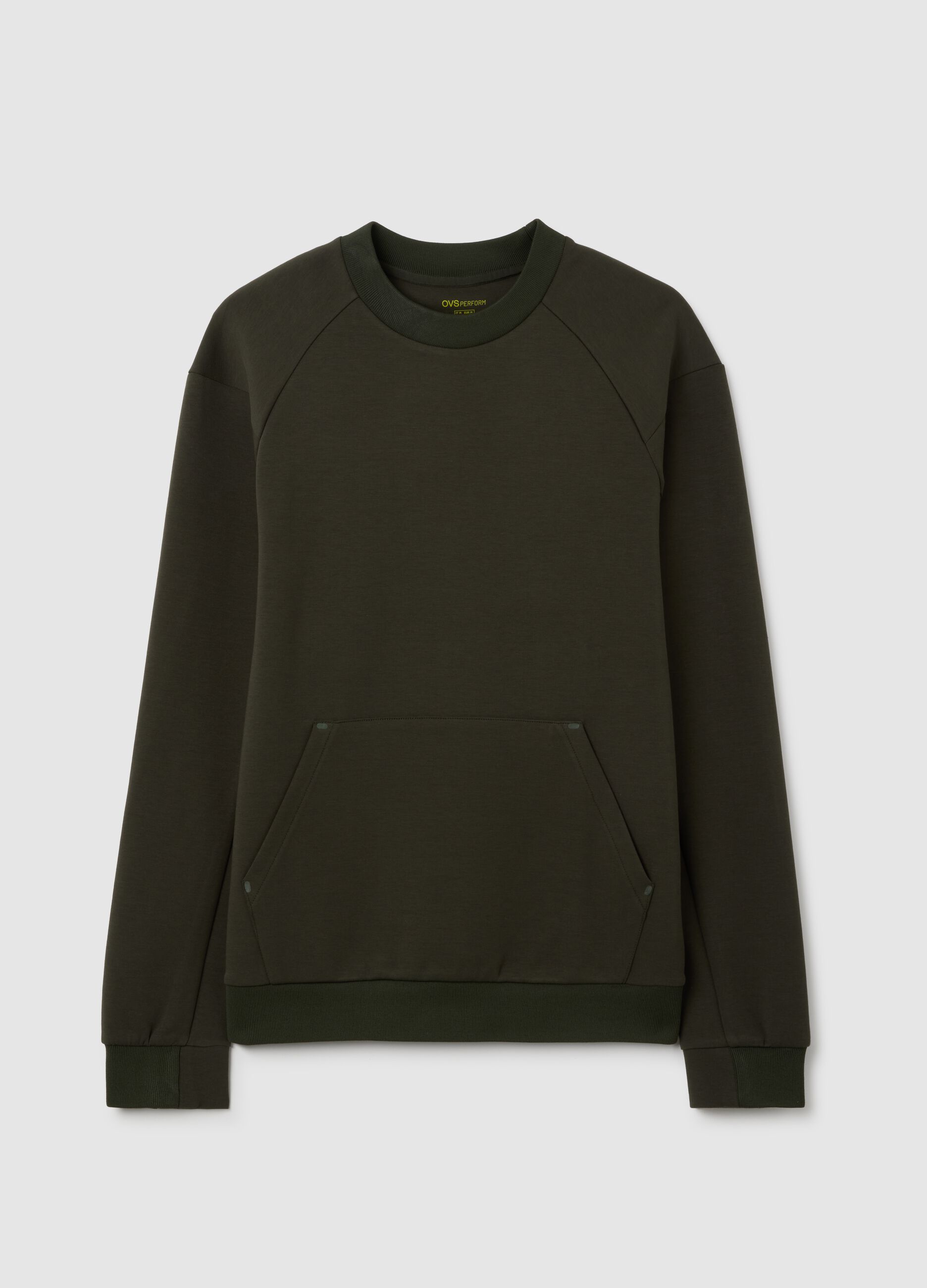 Green Cotton Blend Sweatshirt with Front Pocket