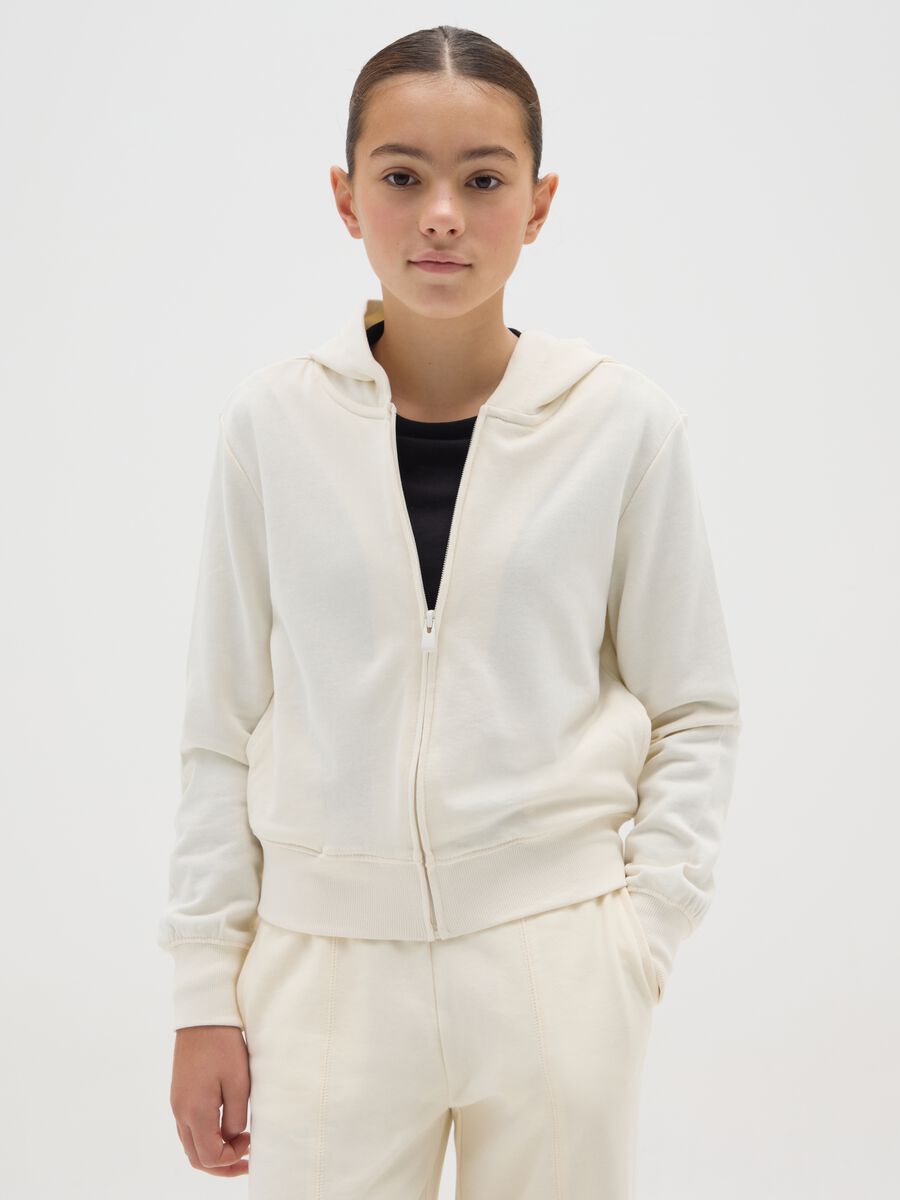 Felpa da ragazze in puro cotone bianca regular fit_0