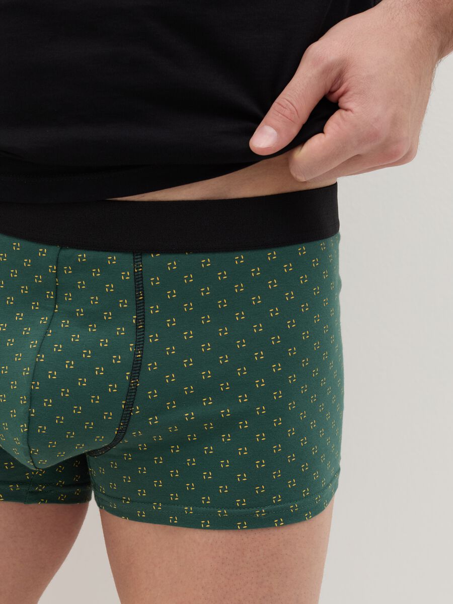 Midi boxer shorts in stretch cotton with pattern._2