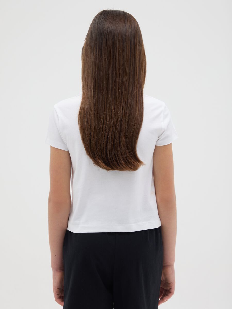 T-shirt da ragazza in puro cotone bianca regular fit_1