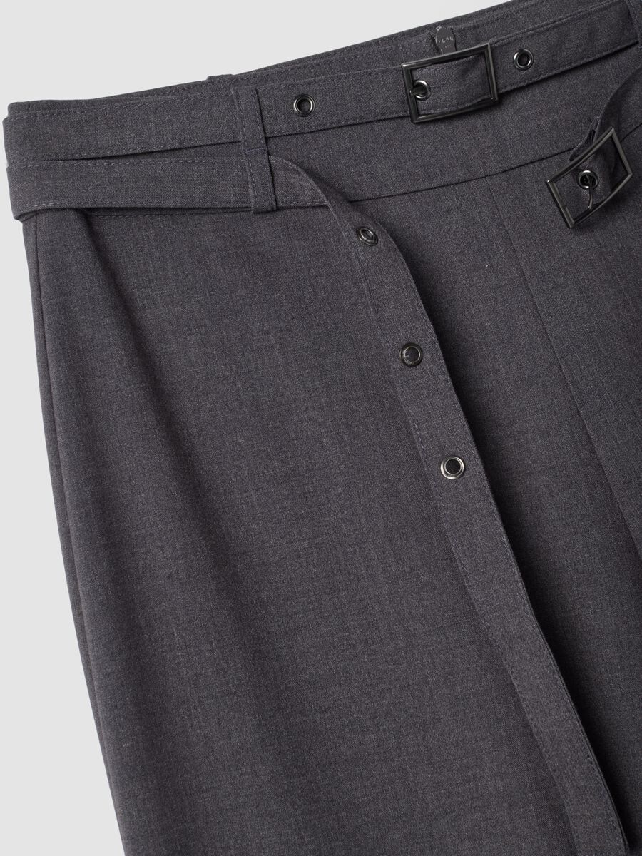 Pantaloni formali grigi in viscosa elasticizzata con cintura_1