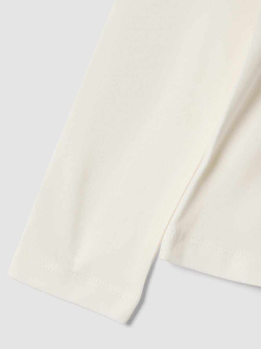 White stretch cotton T-shirt with high neck_3