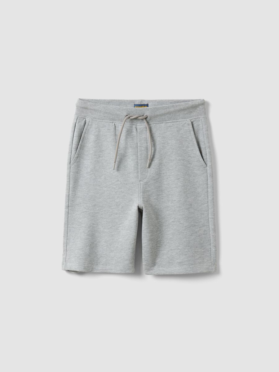 Shorts in puro cotone grigio da ragazzo relaxed fit_0