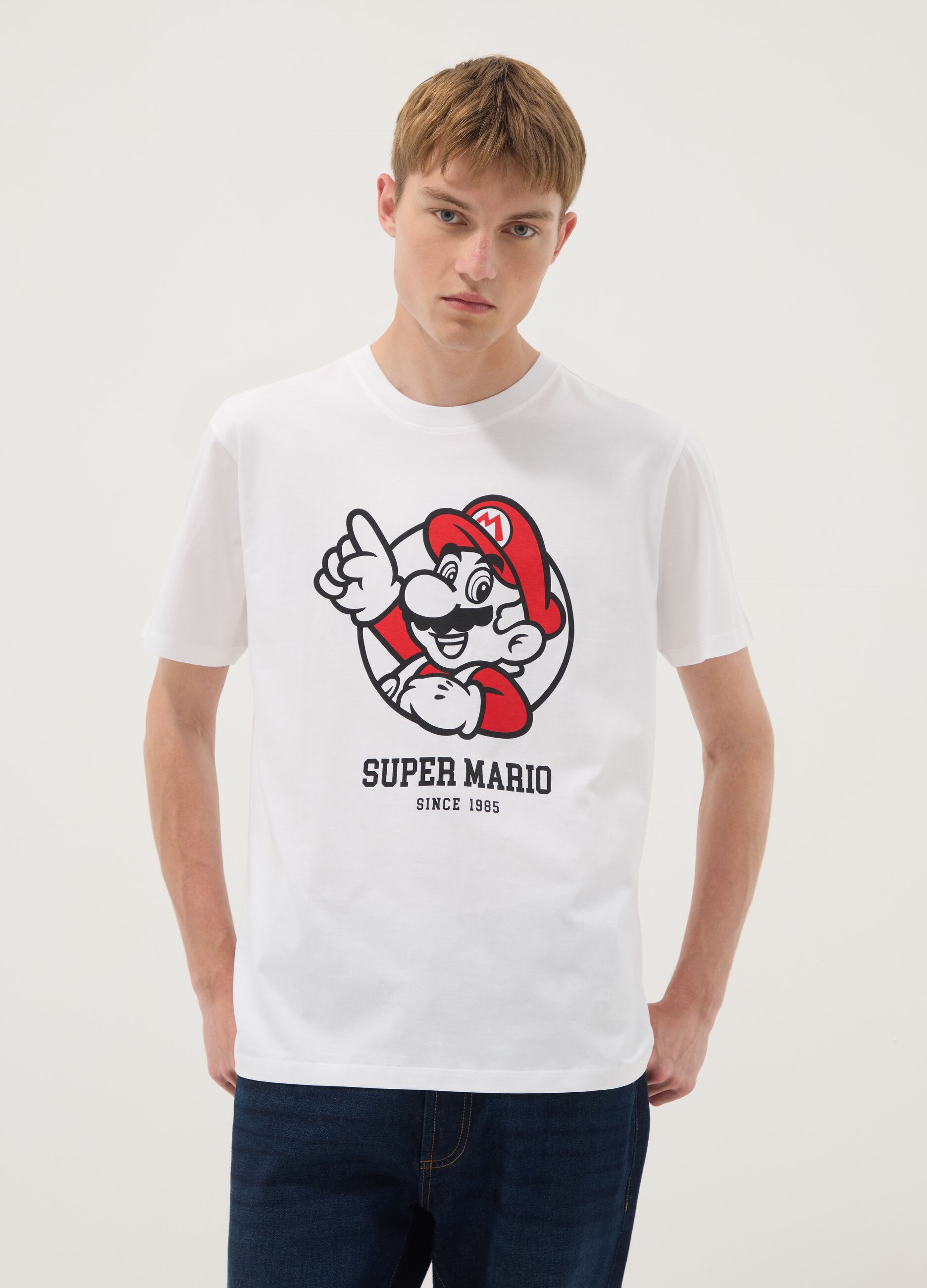 White short-sleeved pure cotton regular-fit T-shirt