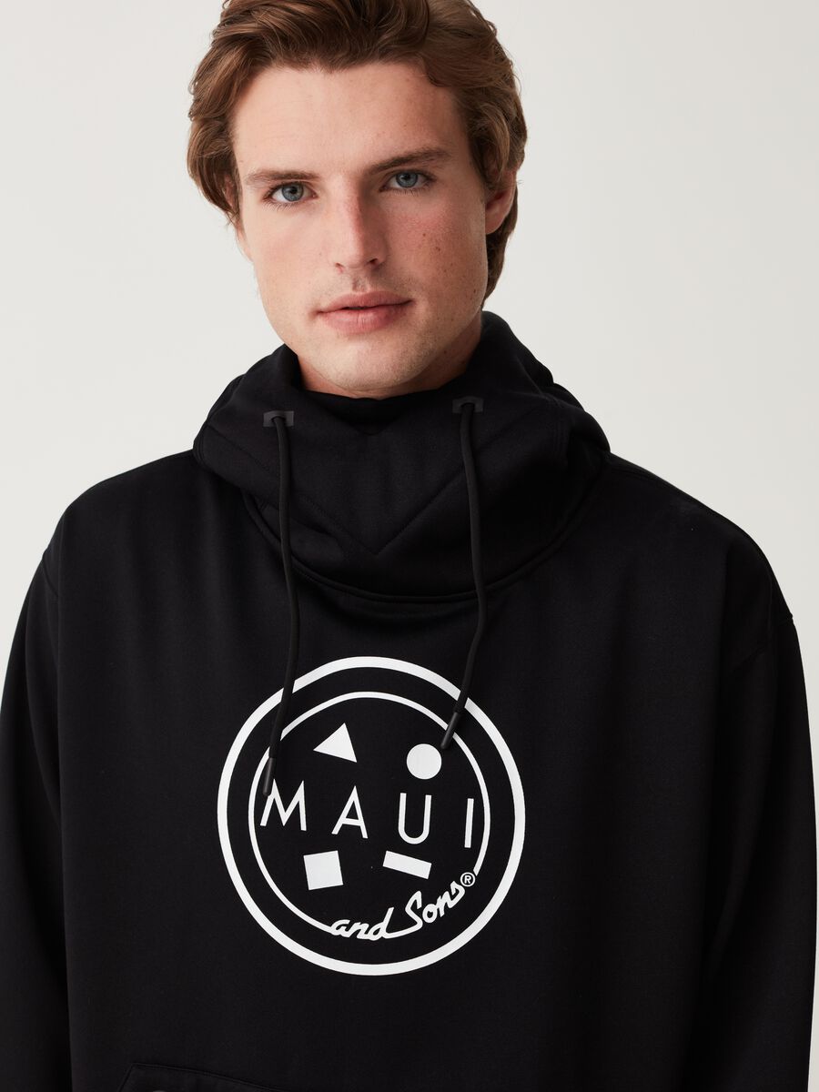 Felpa da snowboard con cappuccio e marsupio stampa logo_1