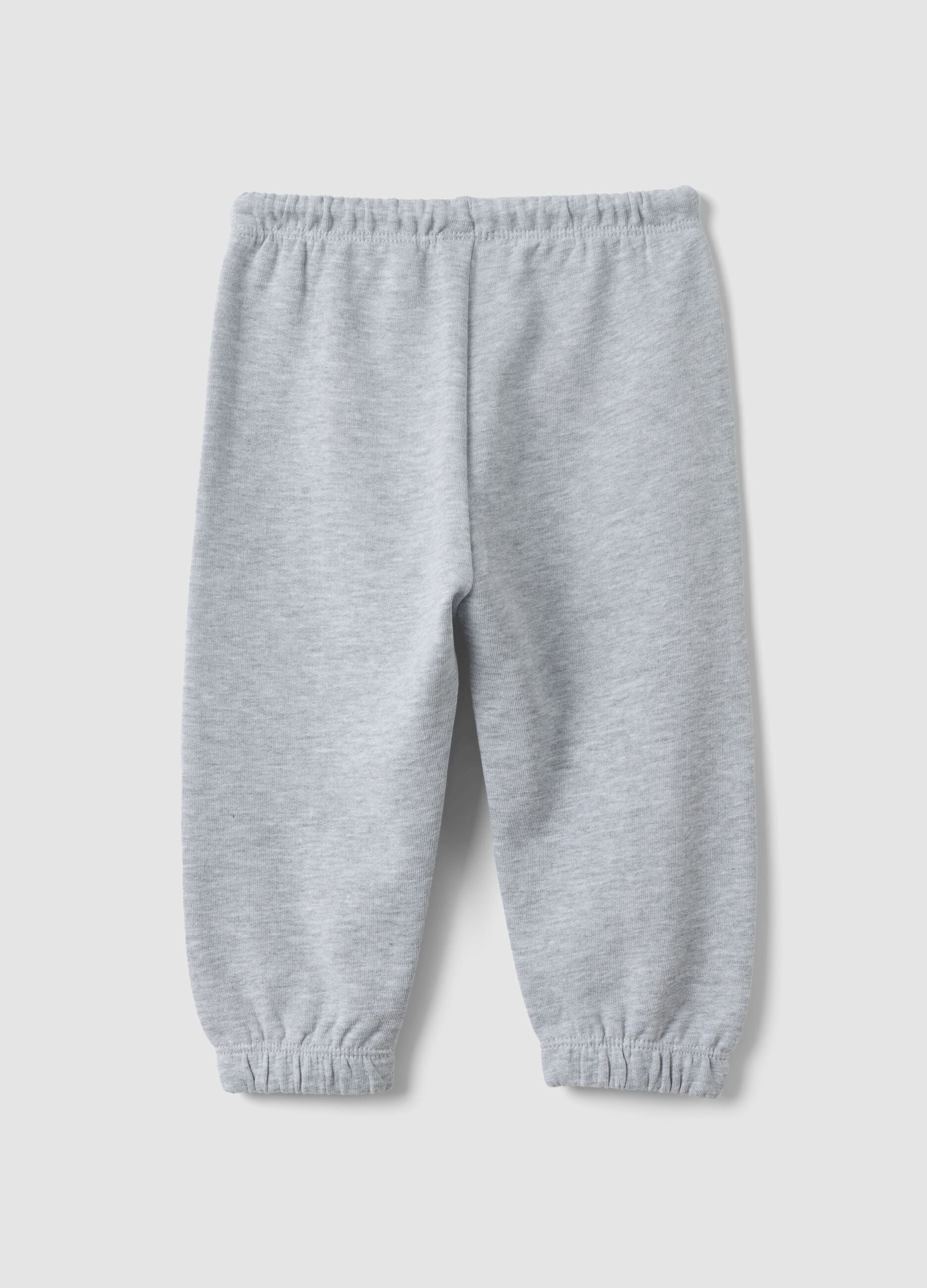 Grey pure cotton joggers with heart print, comfort fit for baby girl
