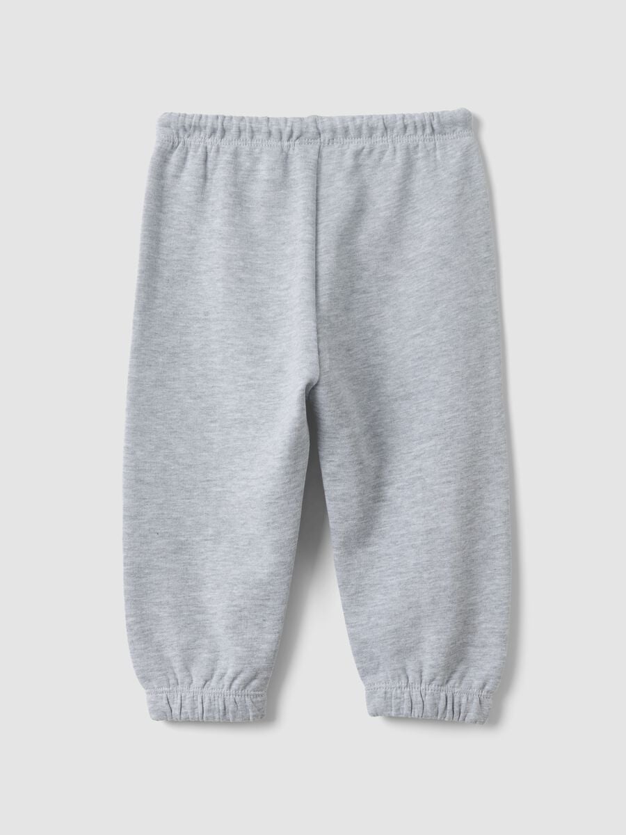 Pantaloni jogger grigi in puro cotone con stampa cuore comfort fit per bimba_1
