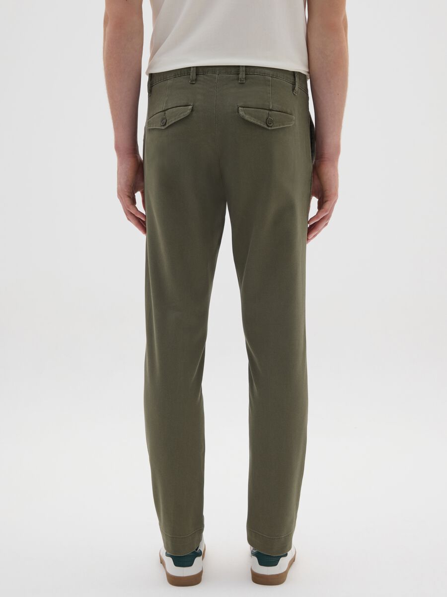 Slim fit green stretch cotton trousers_3