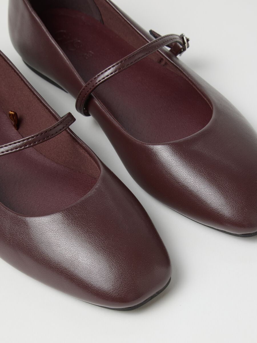Brown ballet flats with strap_1