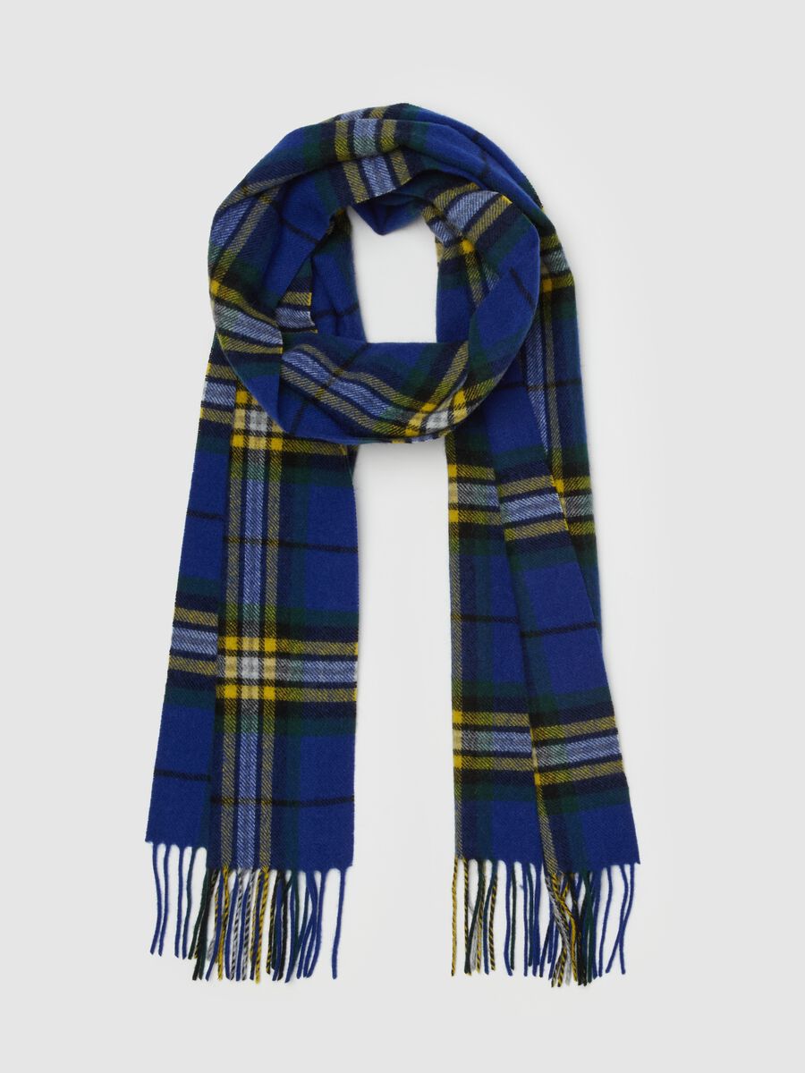 Scarf in wool with check pattern_0