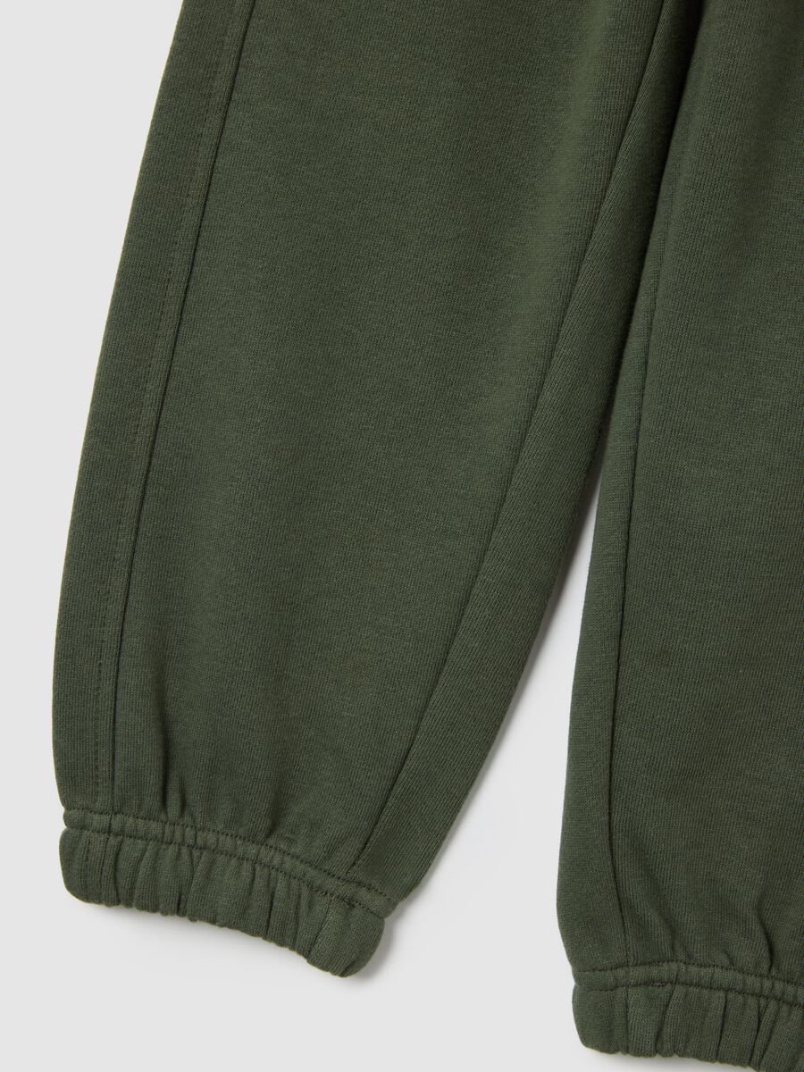 Regular fit green cotton blend kid's joggers_3