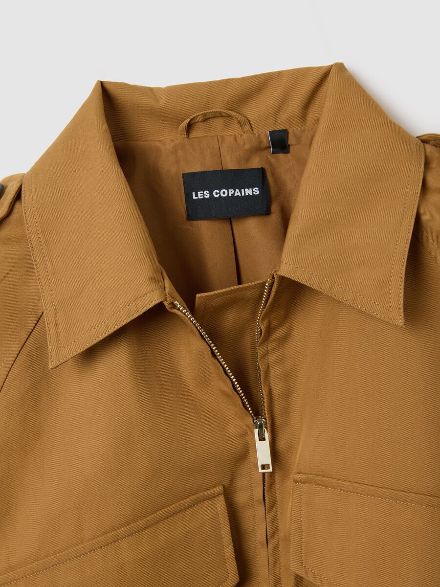 Giacca in misto cotone marrone regular fit_5