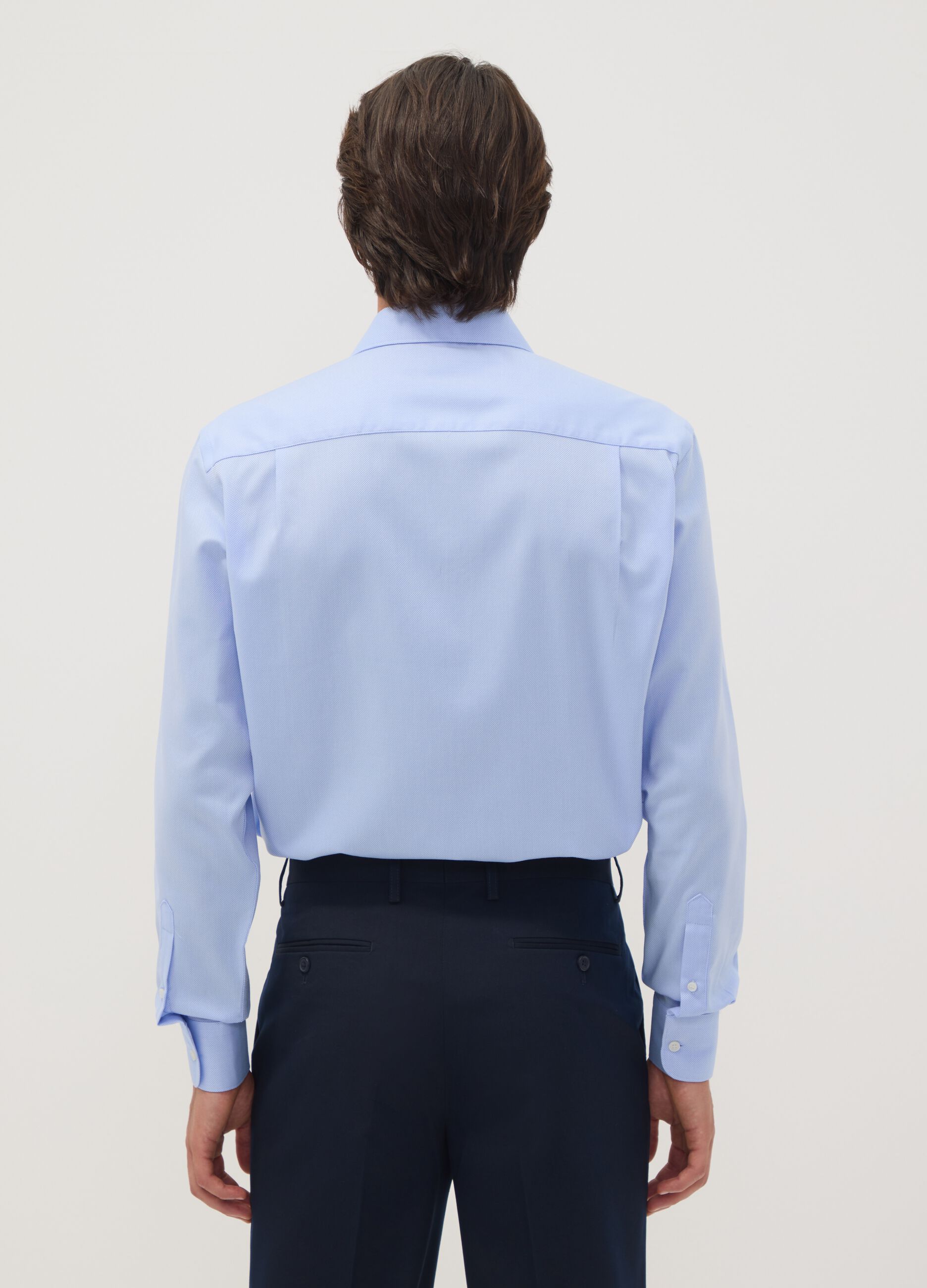 Light blue pure cotton no-iron regular fit shirt