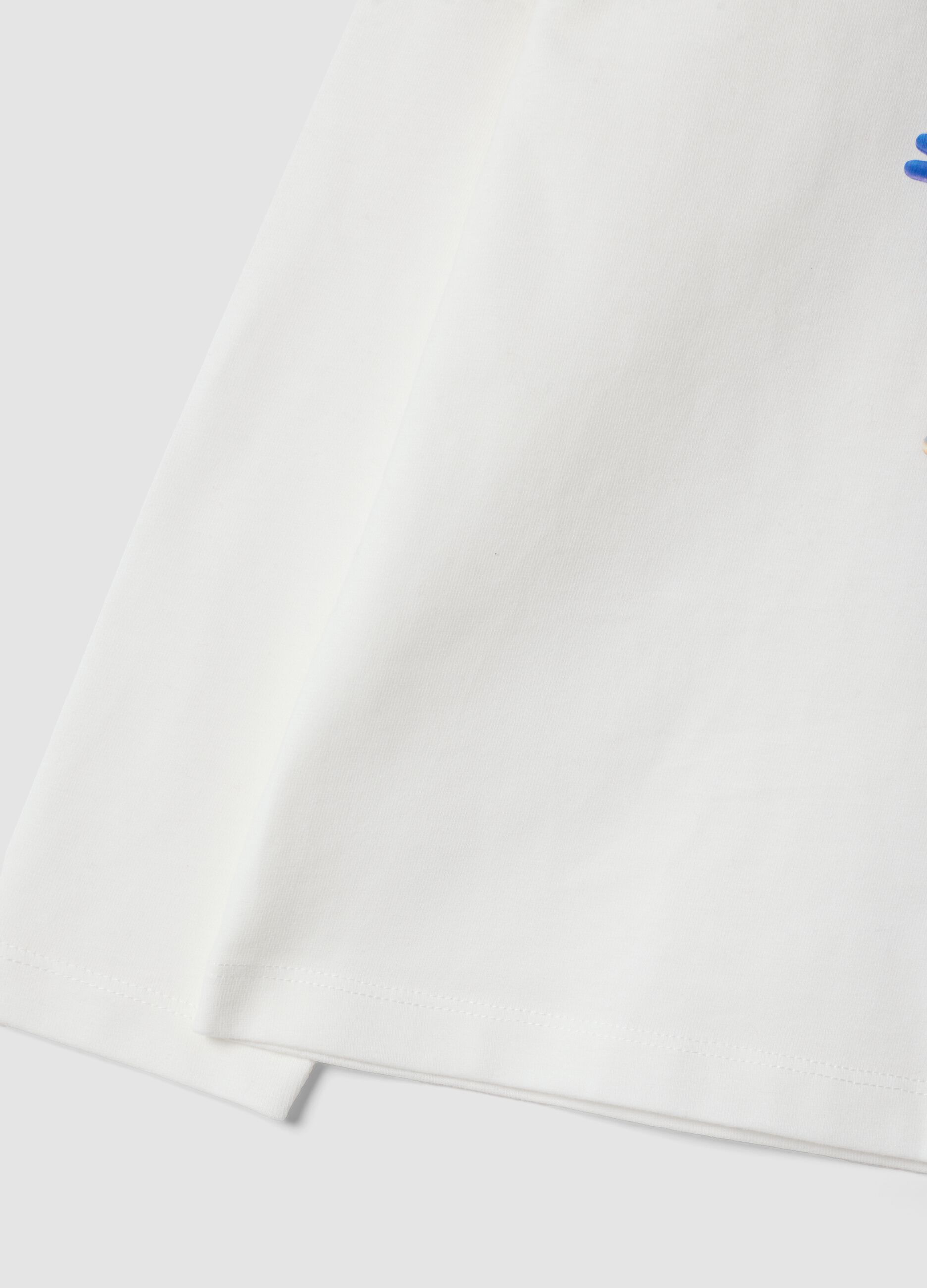 T-shirt bianca in puro cotone con girocollo stampa Mario Kart