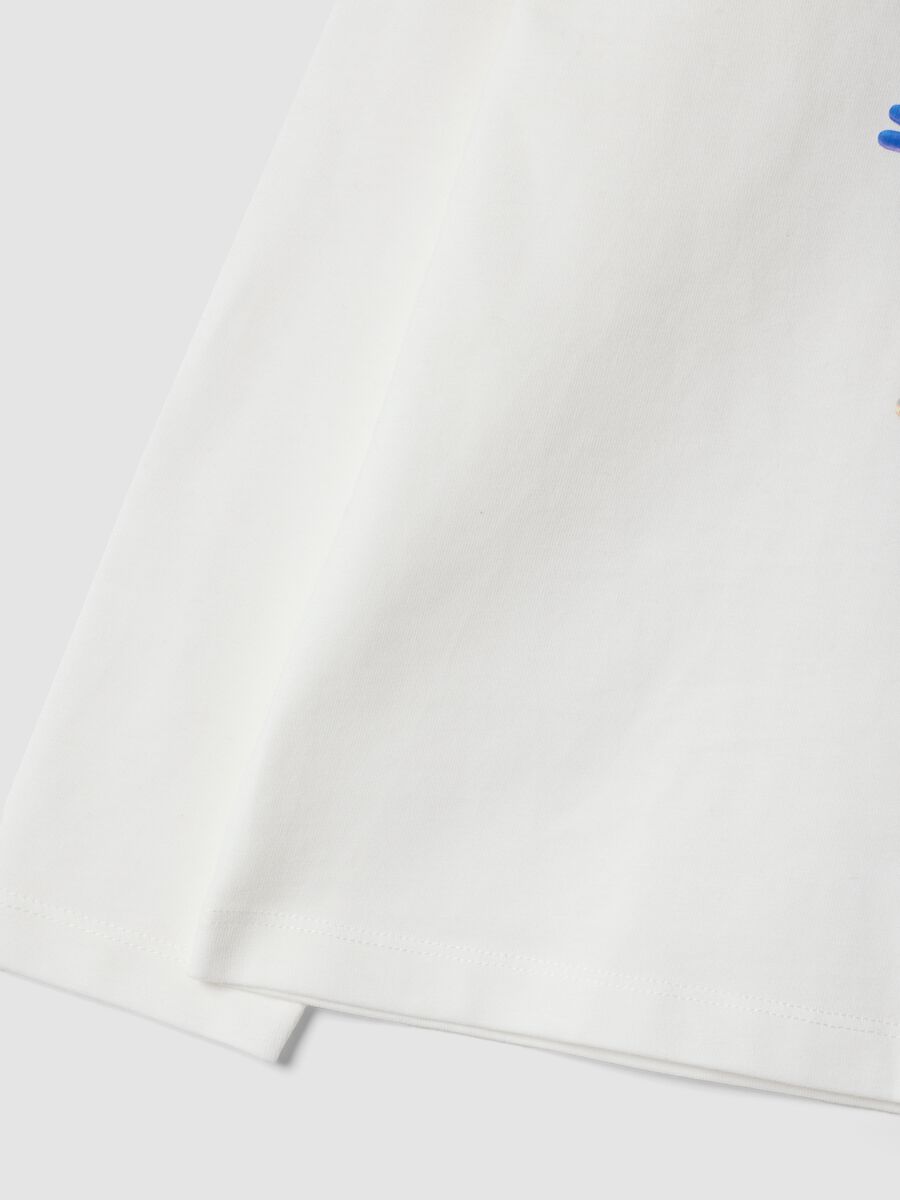 T-shirt bianca in puro cotone con girocollo stampa Mario Kart_3