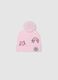 Girls' pink hat with pom poms and colourful patches_0