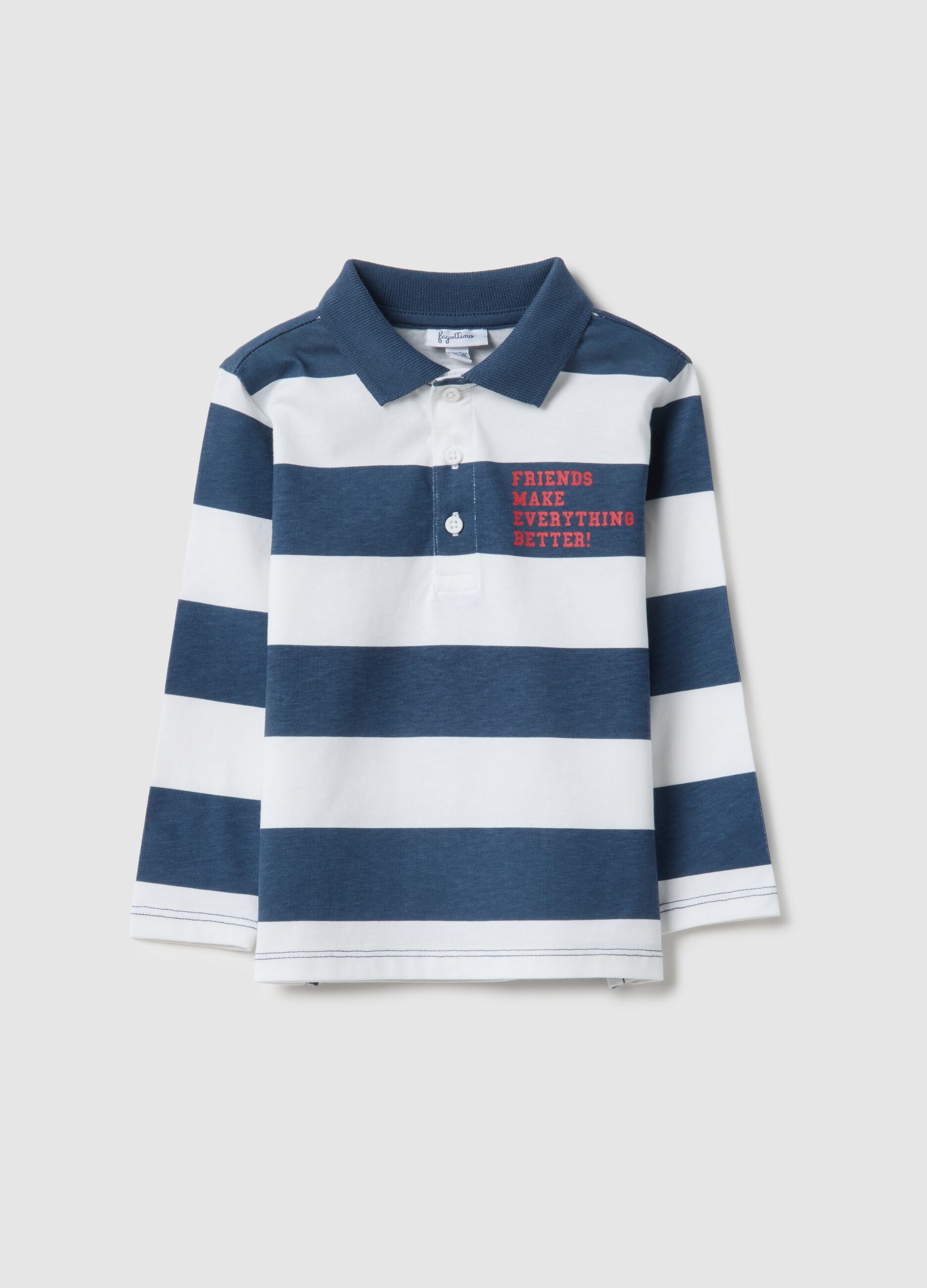 Multicoloured stripe polo shirt in pure cotton for boys regular fit