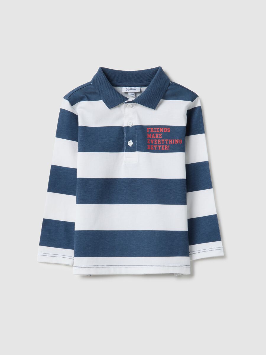 Multicoloured stripe polo shirt in pure cotton for boys regular fit_0