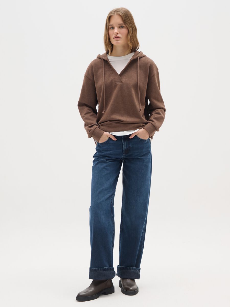 Felpa in misto cotone marrone regular fit_1