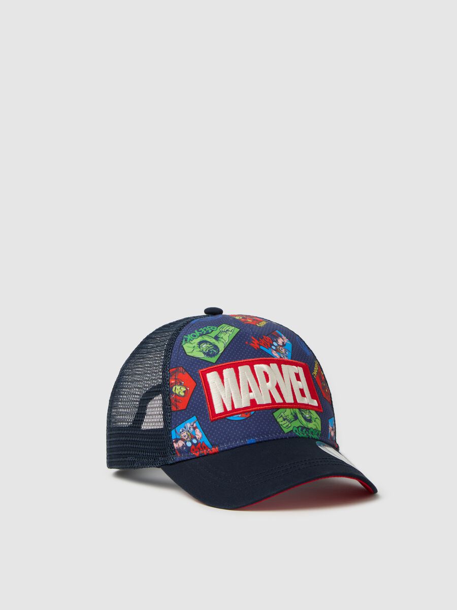 Blue baseball cap with superheroes print_0
