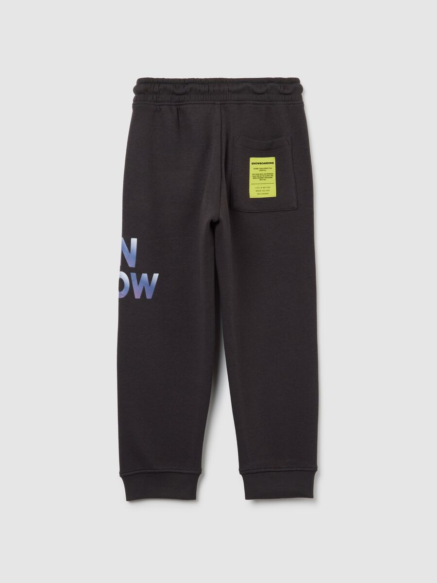 Children's black cotton blend regular fit trousers_1