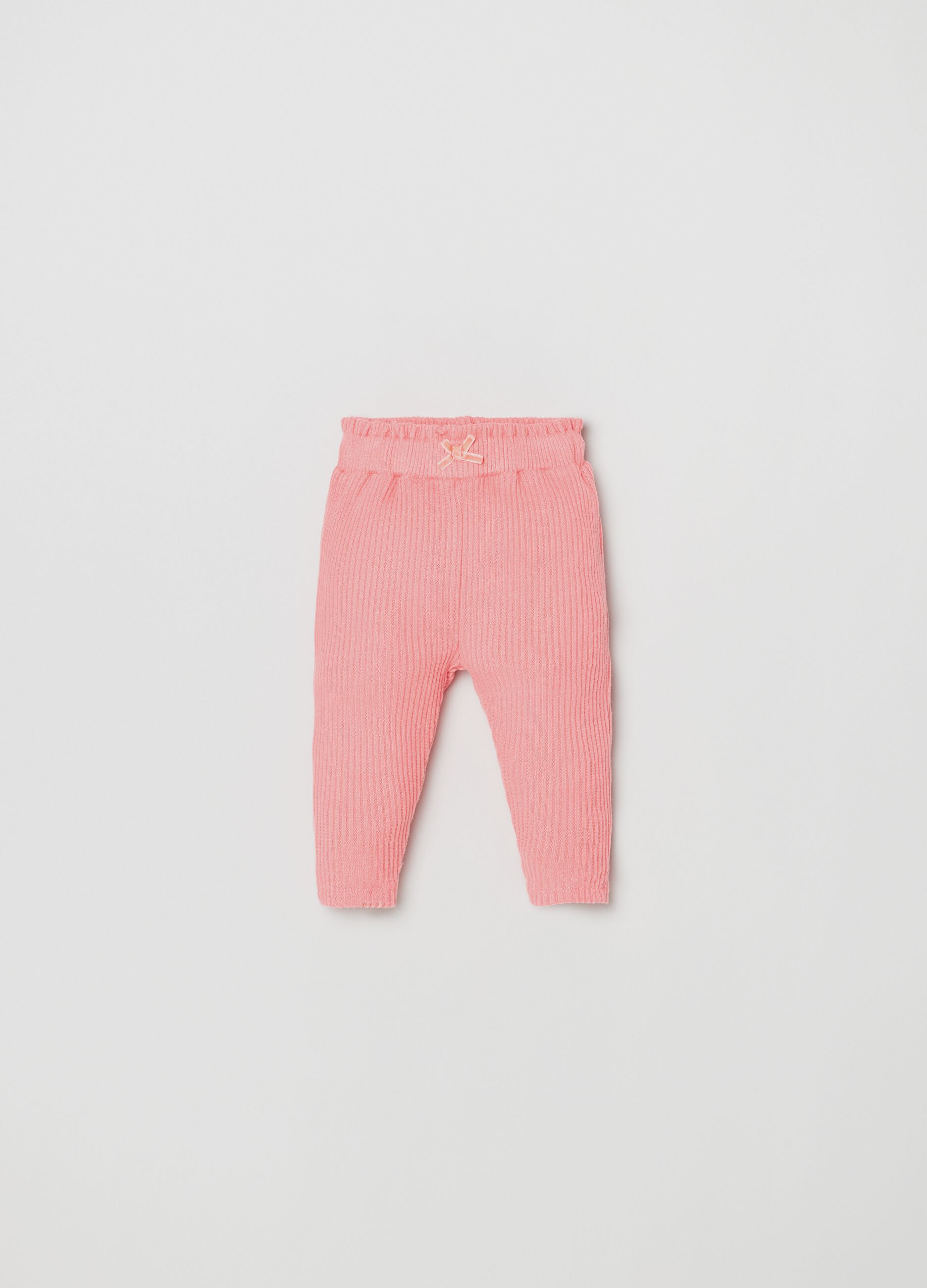 Leggings a costine con fiocchetto_0
