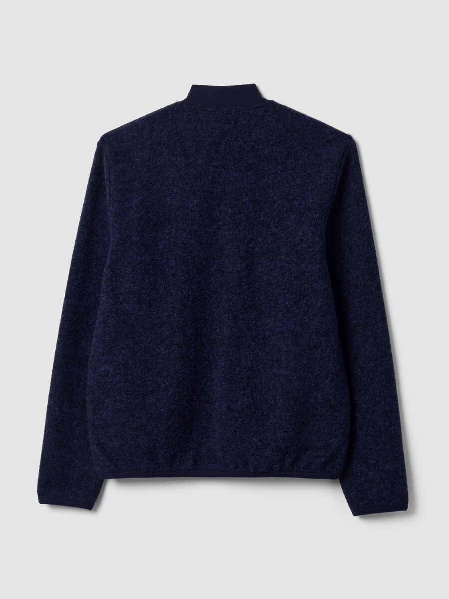 Felpa blu in misto lana con collo a costine_2