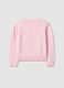 Girls' pink pure cotton sweater with hearts and stars, regular fit_1