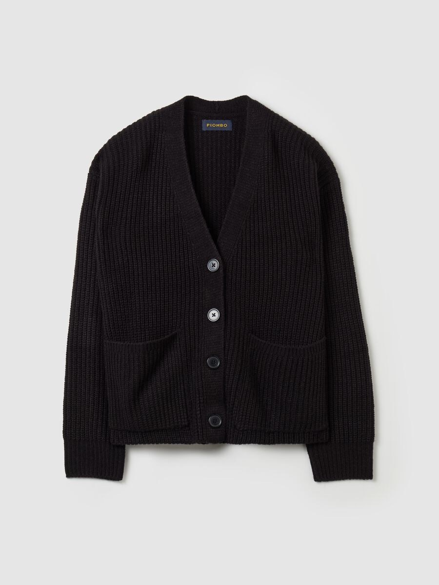 Ribbed oversized cardigan with V neck_4