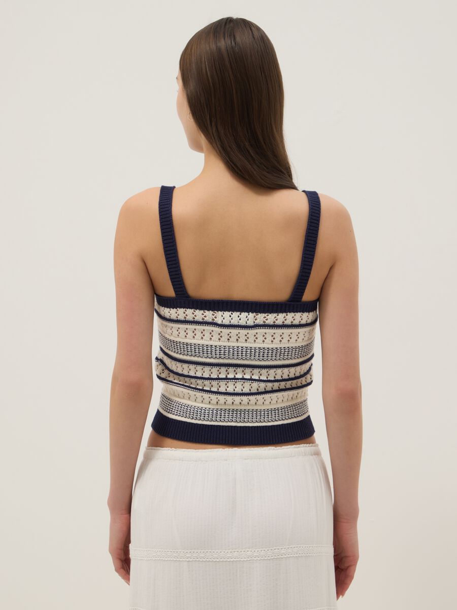 Gilet fitted in puro cotone a righe multicolor con bretelle sottili_3
