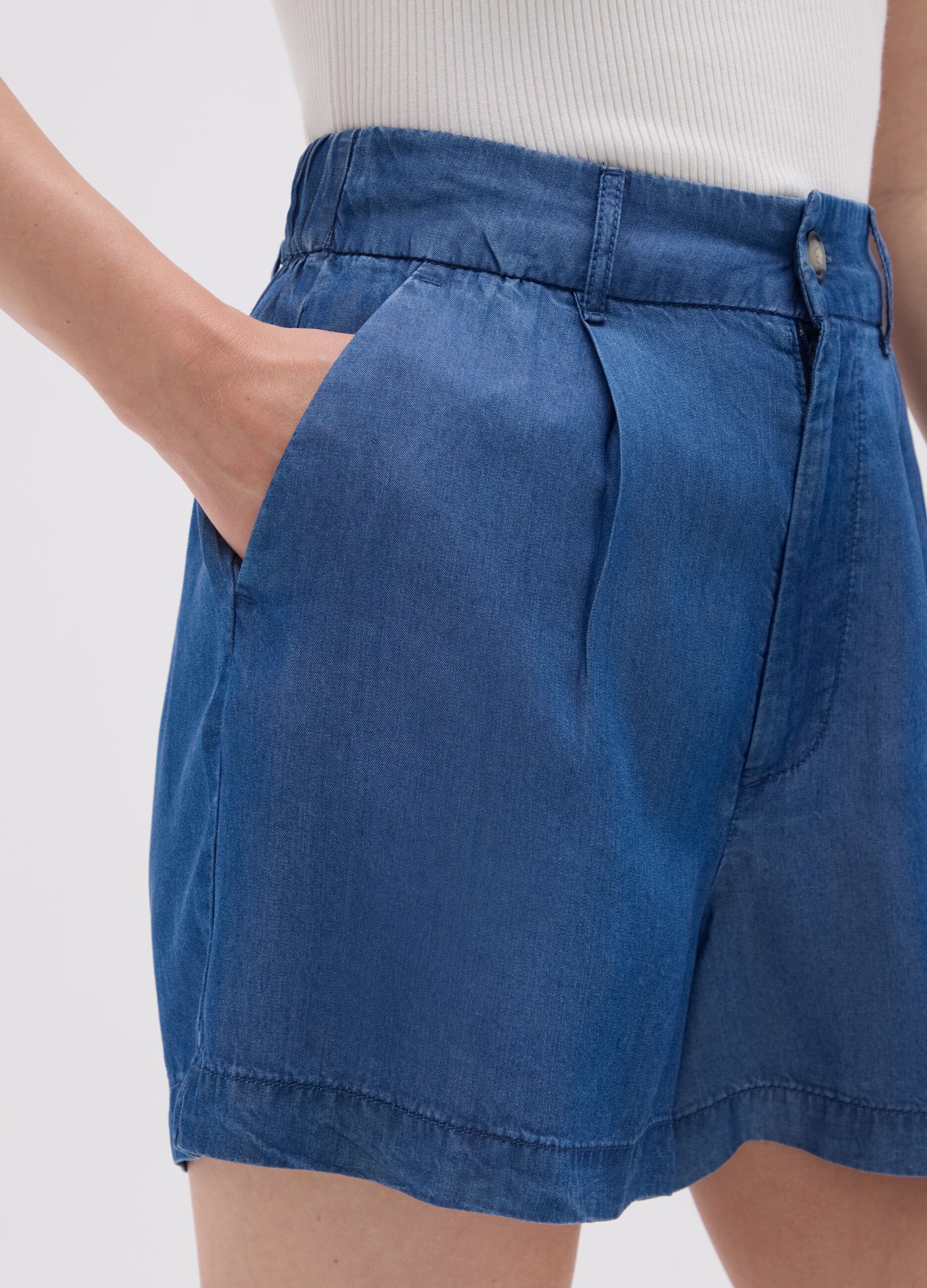 Shorts da donna in Lyocell blu regular fit