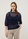 Blue open-knit three-quarter sleeve top_2