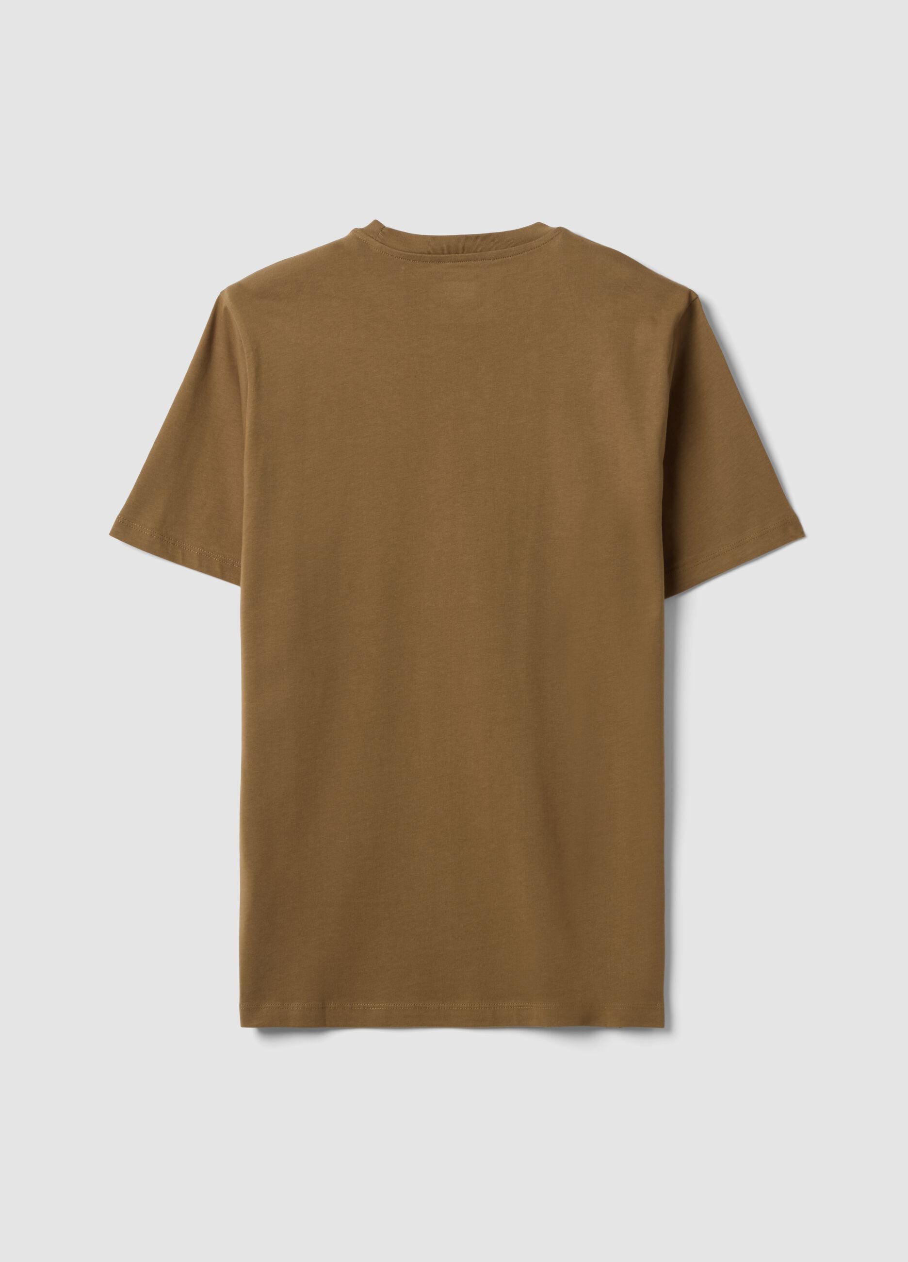 T-shirt marrone in puro cotone organico jersey regular fit