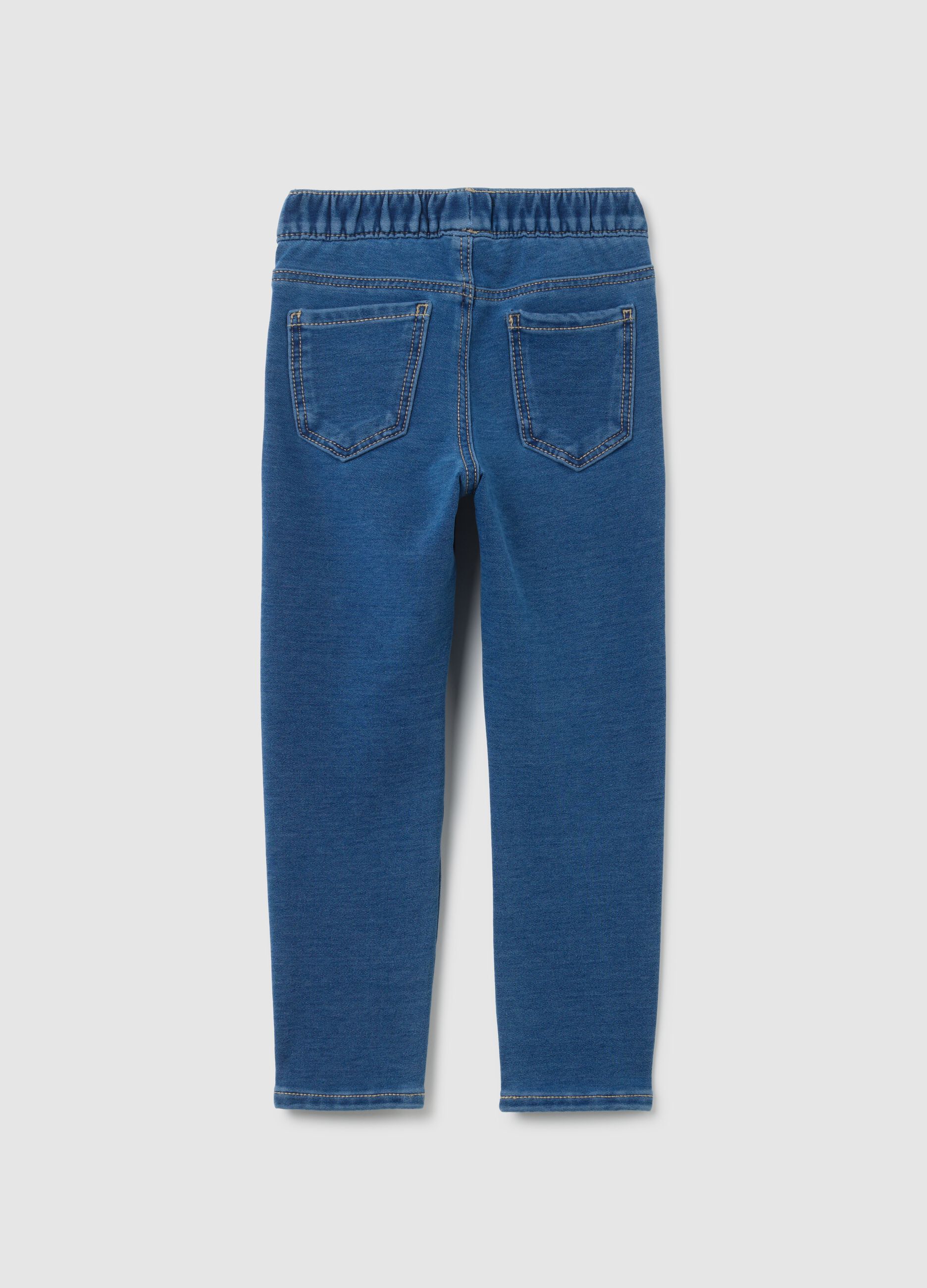 Jeggings da bambina in misto cotone blu skinny