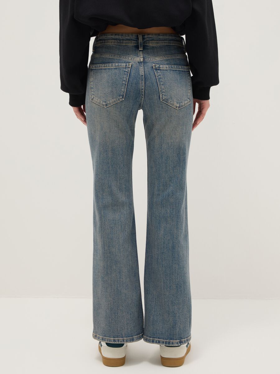 Blue Stretch Cotton Bootcut Jeans_2