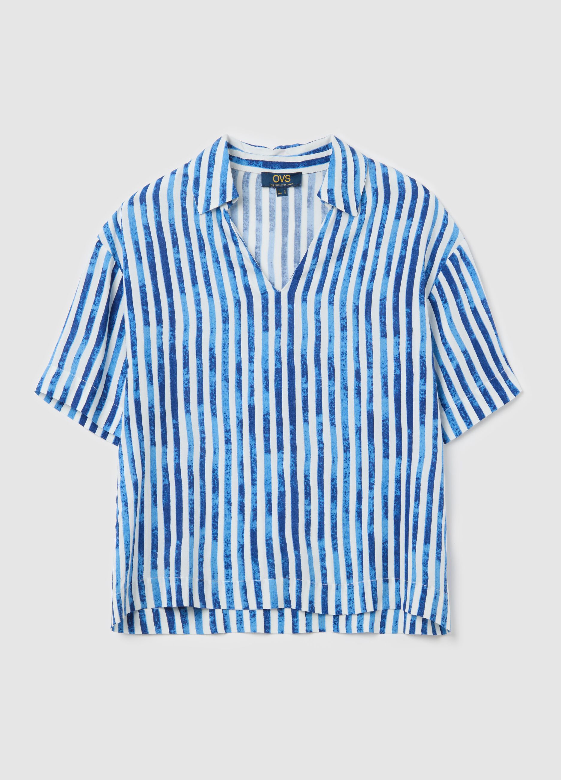 Blusa in viscosa con scollo a polo