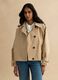 Trench corto in misto cotone beige regular fit con cappuccio_2