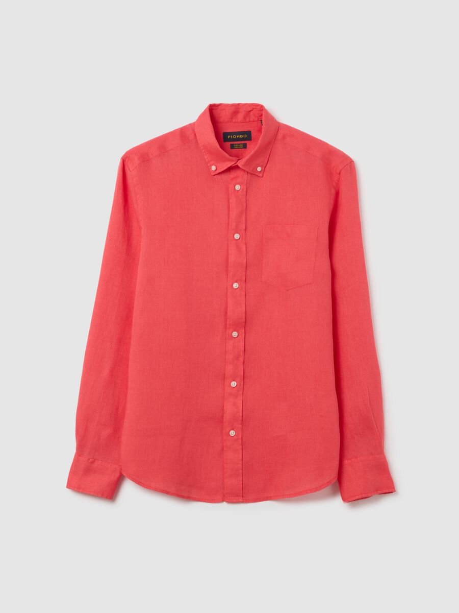 Pink Long Sleeve Linen Shirt by Piombo_4