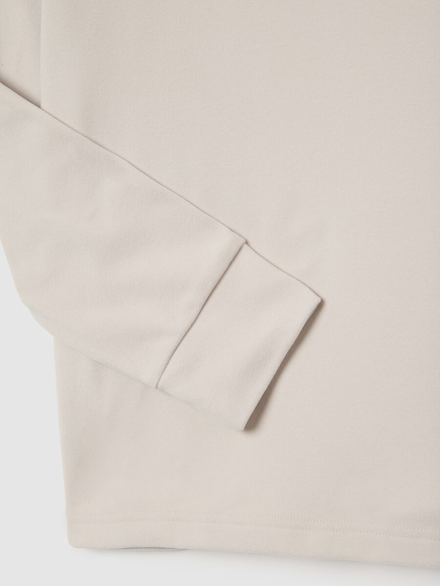 Beige fleece regular fit sweatshirt_5