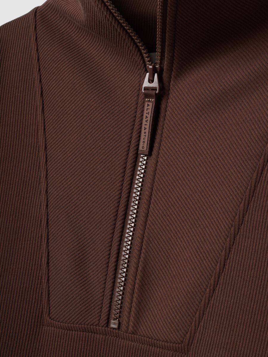 Felpa marrone in modal elasticizzato con girocollo ALTAVIA STUDIO_7
