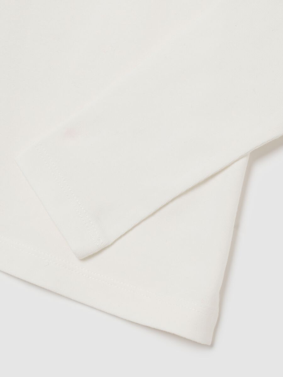 Girls' white high-neck shirt in cotton blend regular fit_3