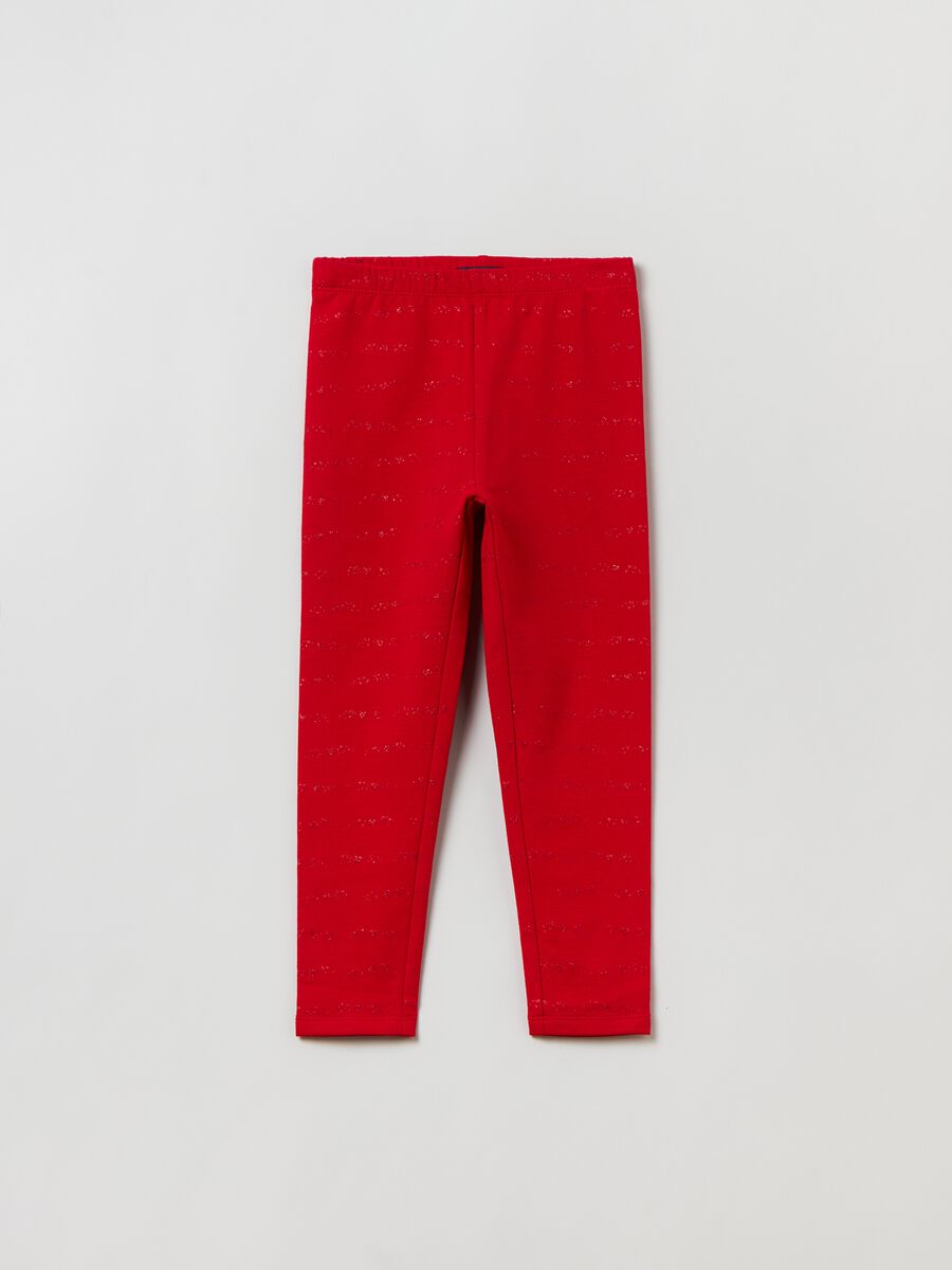 Leggings in cotone stretch con glitter_0