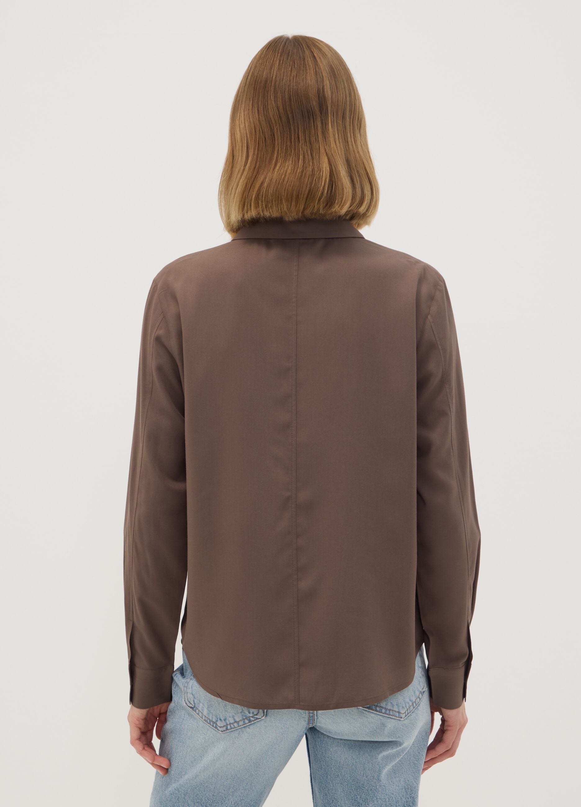 Camicia marrone in pura viscosa regular fit