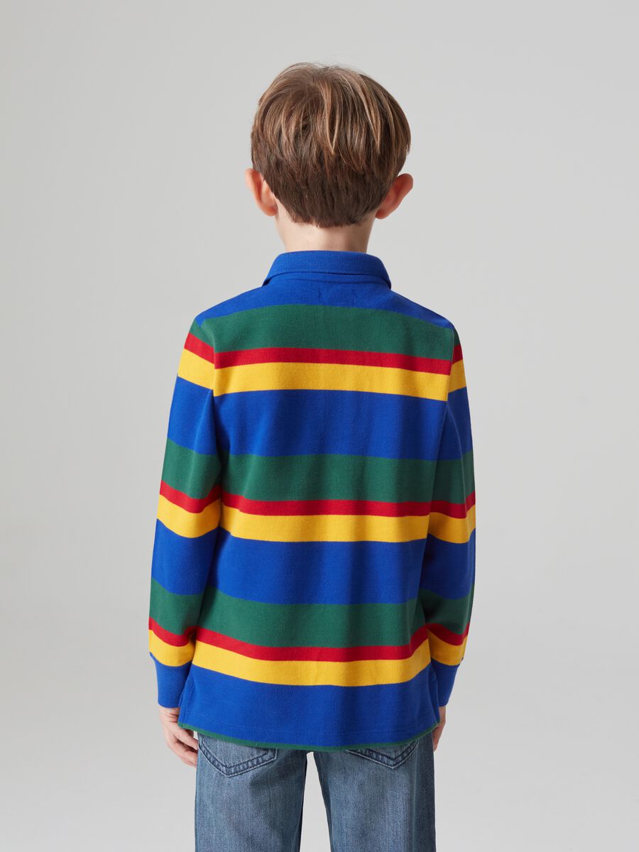 Polo in cotone a righe con ricamo_2